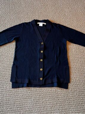 Gretchen Scott Designs Navy Button Front Cardigan